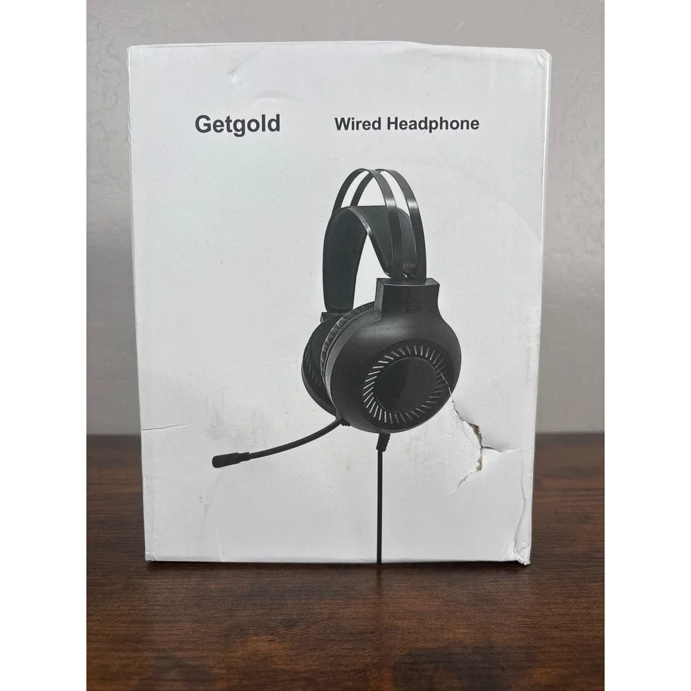 Getgold Wired Gaming Headset with Microphone 3.5mm Audio Blk Over-Ear Headphone